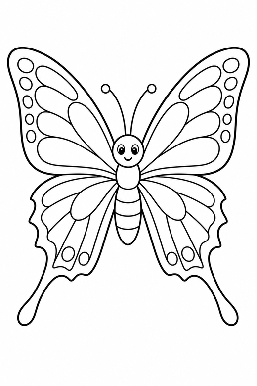 Swallowtail butterfly: A butterfly with long swallowtail wing points, free printable coloring page
