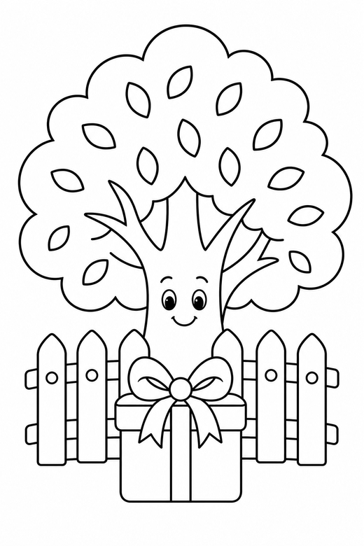 Tree with a fence, color online