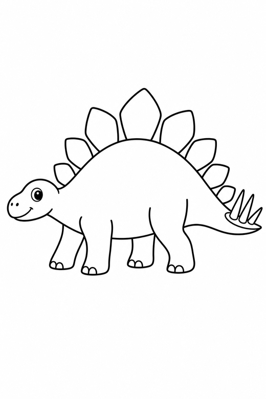 Stegosaurus with back plates: A stegosaurus walking with large plates along its back, free printable coloring page