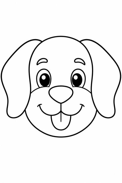 Dog head close-up: A dog head portrait close-up with floppy ears, free printable coloring page