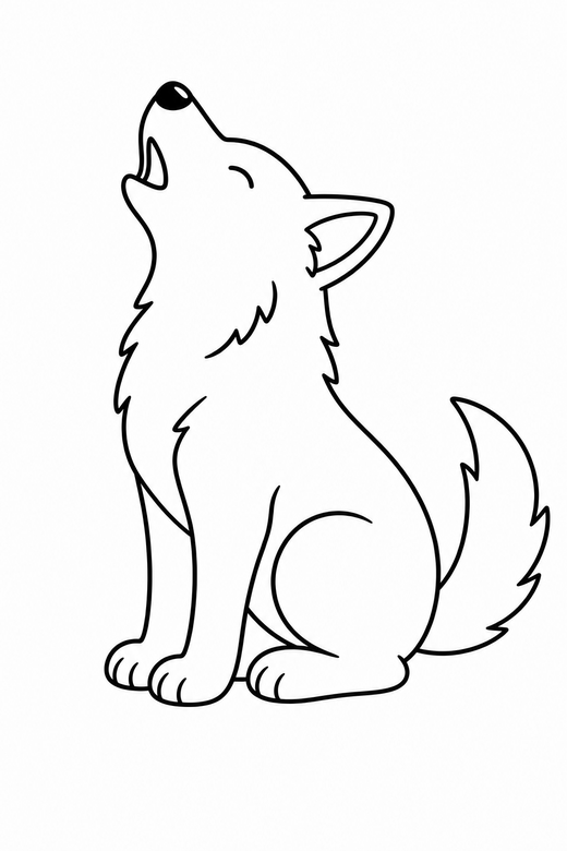 Howling dog: A dog howling with its head raised up, free printable coloring page
