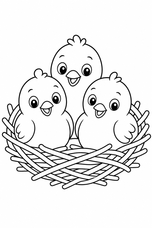 Chicks in a nest, color online
