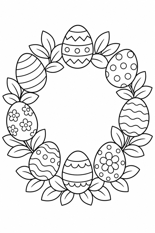 Spring wreath with eggs, color online