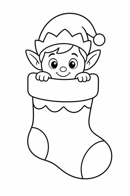 Elf in a stocking, color online