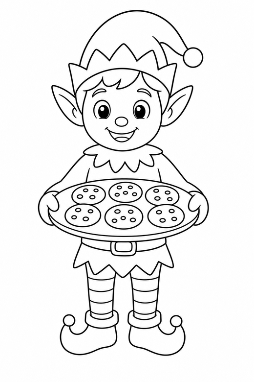 Elf baking cookies, color online