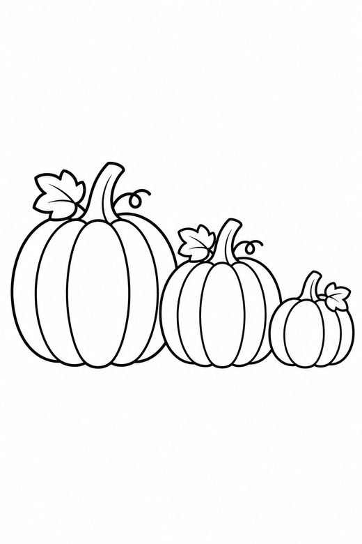 Three pumpkins in a row, color online