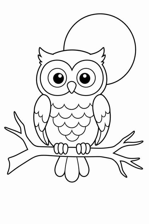Owl under a full moon, color online
