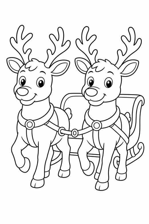 Two reindeer pulling, color online