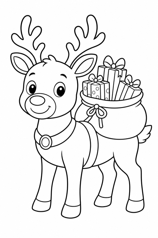 Reindeer with a saddle bag, color online