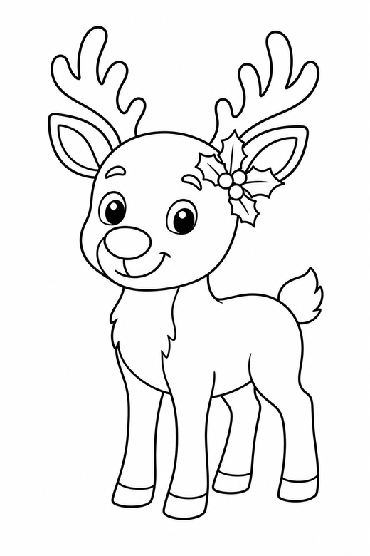Reindeer with holly, color online