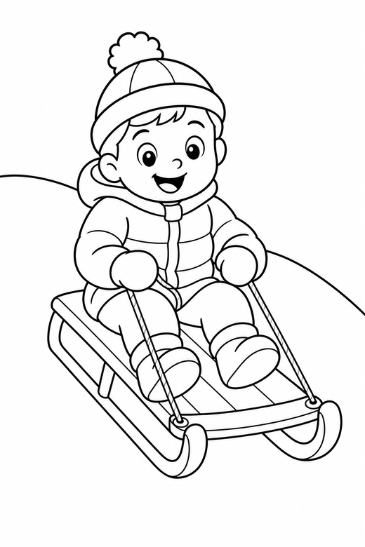 Child on a sled, color online