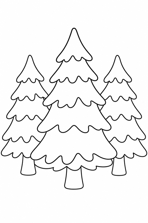 Snowy pine trees, color online
